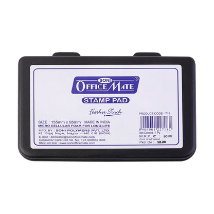 OfficeMate Black Feather Touch Stamp Pad for Office And School Use (155x95 mm)