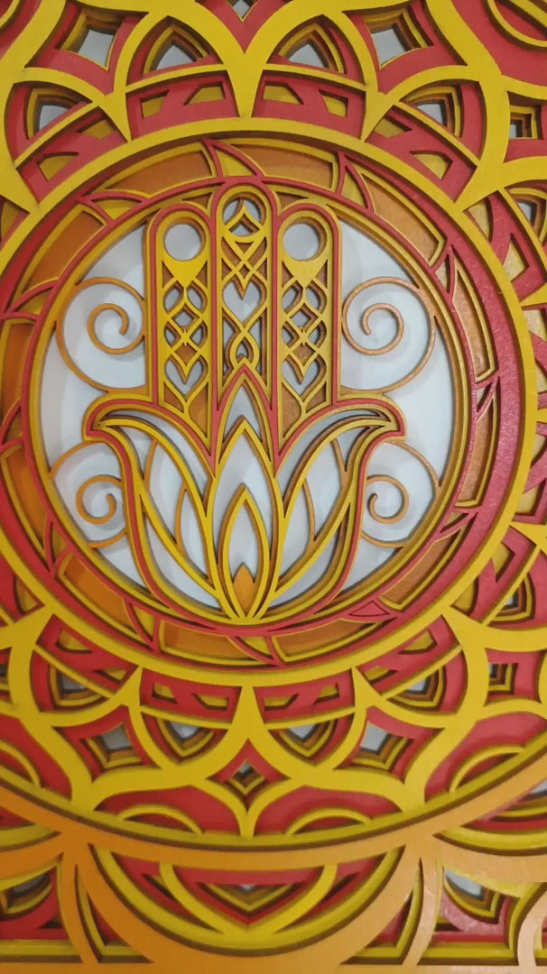 Handcrafted Wooden Mandala Palm Wall Art – Multi-Layer Decorative Frame | Indian Traditional Design | Premium Home Decor Gift for Living Room, Bedroom, Office