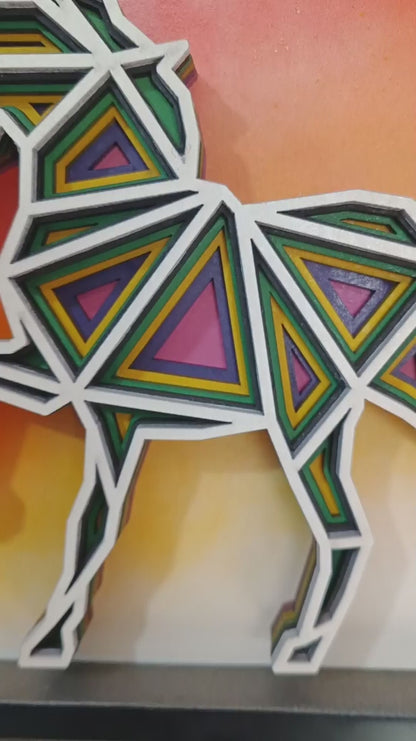 Handcrafted Multi-Layer Wooden Horse Wall Art – 3D Running Horse Design | Elegant Home Decor Frame | Premium Handmade Indian Artwork