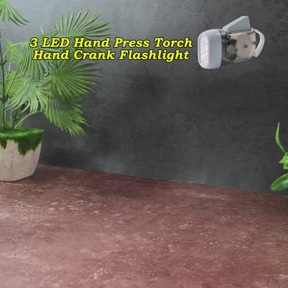 3 LED Hand Press Torch Hand Crank Flashlight Hand Pressing Flashlight Traveling Torch Light Manual Generator, Battery-Free Flashlight (1 Pc)