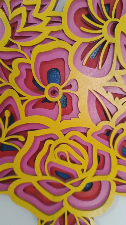 Handcrafted Multi-Layer Wooden Heart Wall Art – 3D Romantic Frame | Love & Couple Gift | Handmade Wall Decor for Bedroom, Living Room & Home Interiors