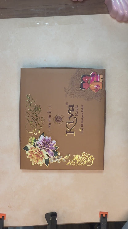 12 Pc Traditional Rudraksha Rakhi Set with Multicolor Designer Dial and Premium Gift Box – Perfect for Raksha Bandhan Celebrations