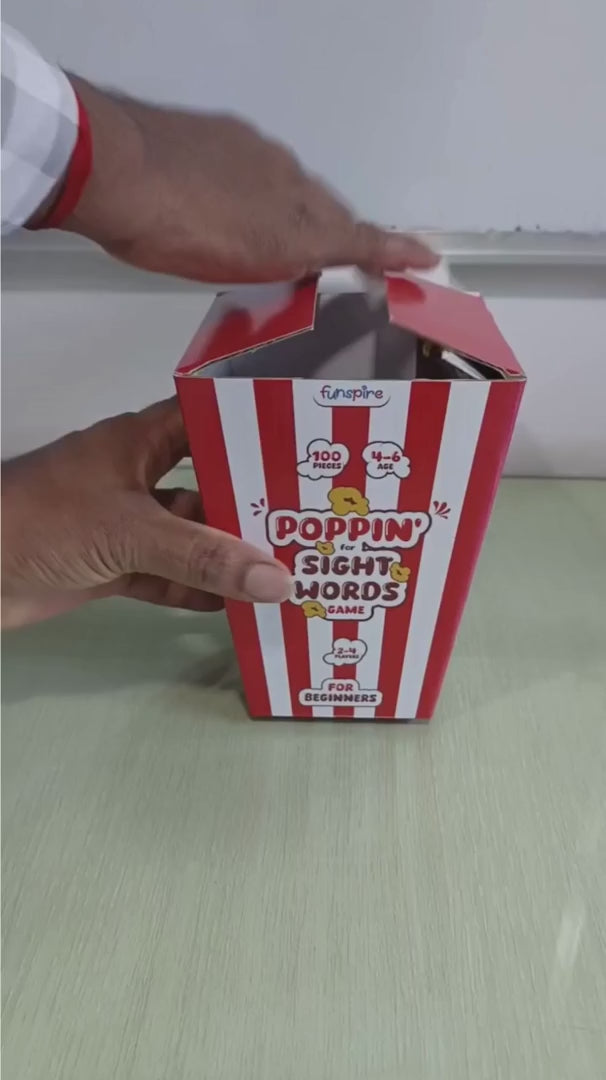 POPPIN FOR SIGHT WORDS GAME - AGE 4-6 (100 CARDBOARD PIECES)