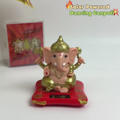 Decorative Medium Lord Ganesh Idol Decorative Statue with Solar-Powered Base (1 Pc)