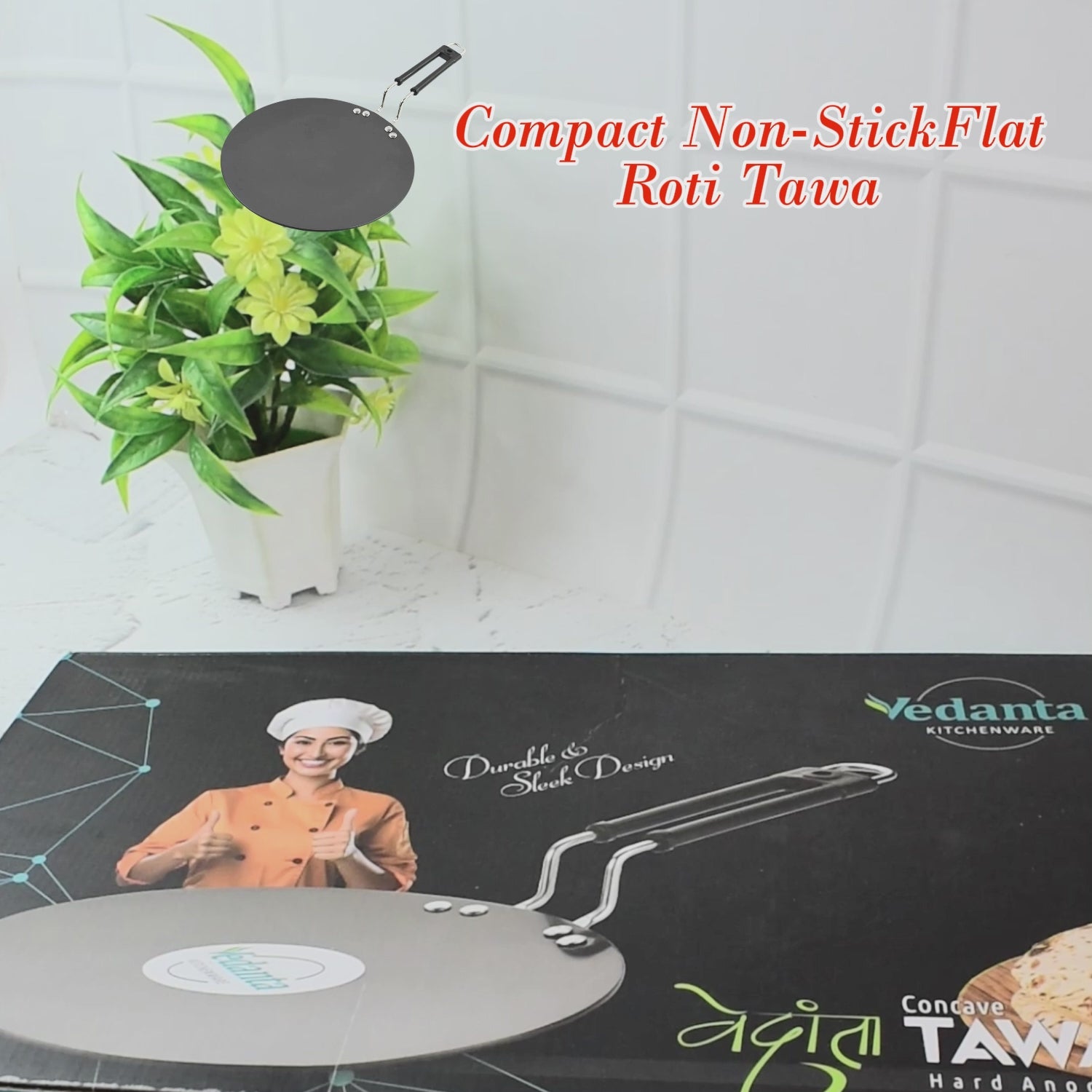 Premium Non-Stick Flat Roti Tawa with Heat-Resistant Handle (10 Inch / 1 Pc)