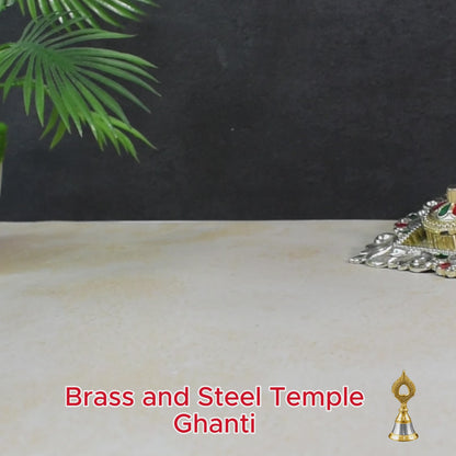 Brass and Steel Temple Ghanti (Pooja Bell) – Decorative Spiritual Accessory