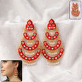 Peach Layered Chandbali Earrings – Elegant Pearl Detailing for Women