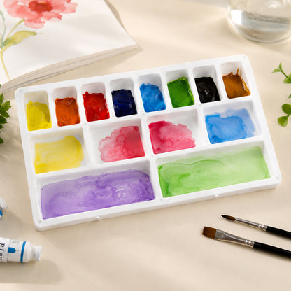 Small Rectangle Colour Mixing Plate Multi Well Paint Palette for Watercolour Artists