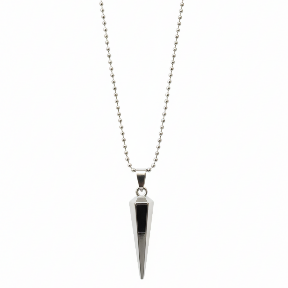 Sharp Edge Black Inlay Spike Pendant Necklace for Men