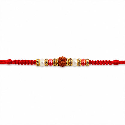 Stone Studded Designer Rakhi with Traditional Beads and Beautiful Festive Finish
