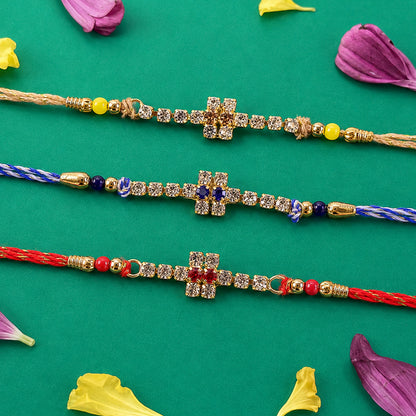 Sparkling Cross Motif Rakhi with AD Stones for Brother (Pack of 6)