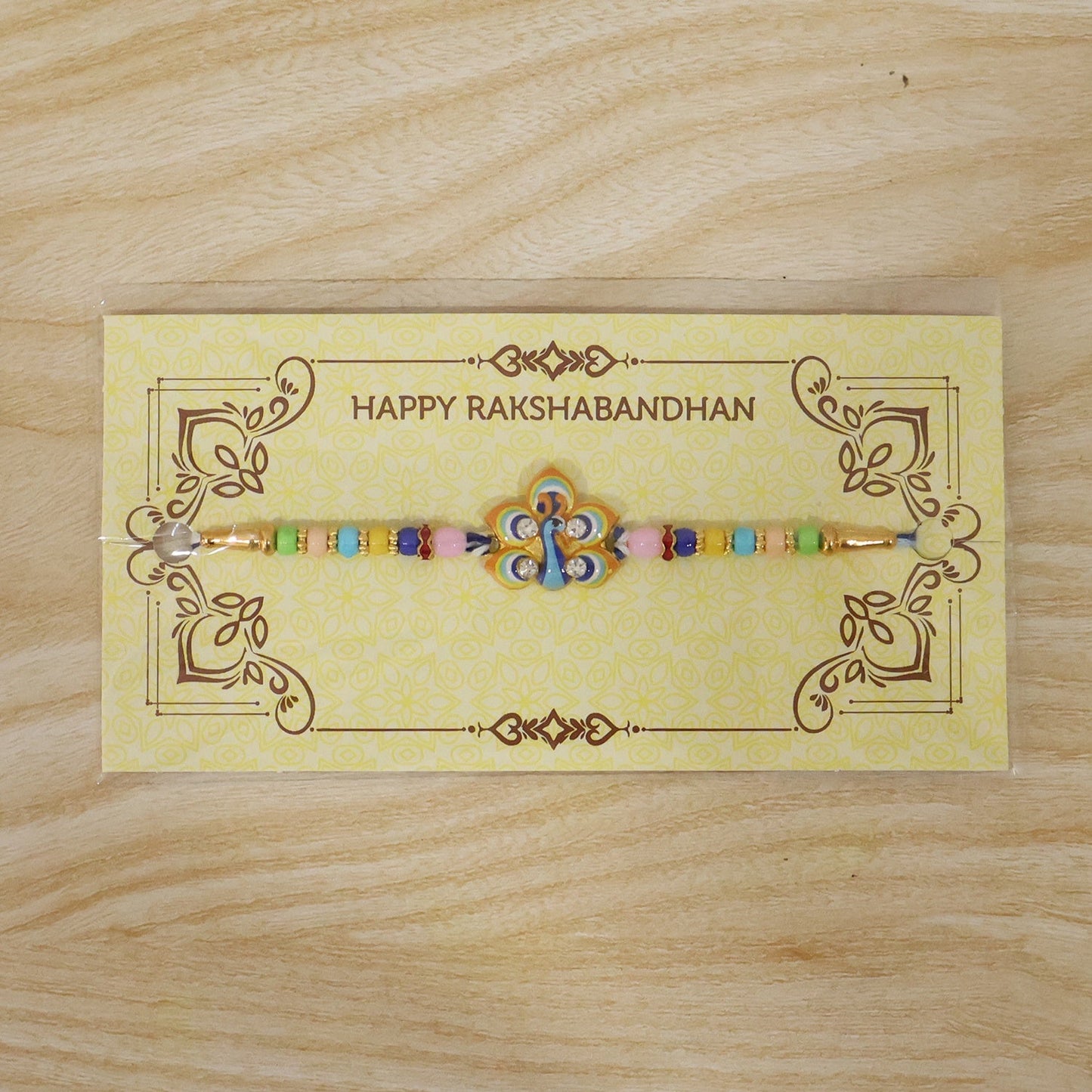Rakshabandhan Peacock Feather Rakhi Elegant Traditional Design (5pcs)