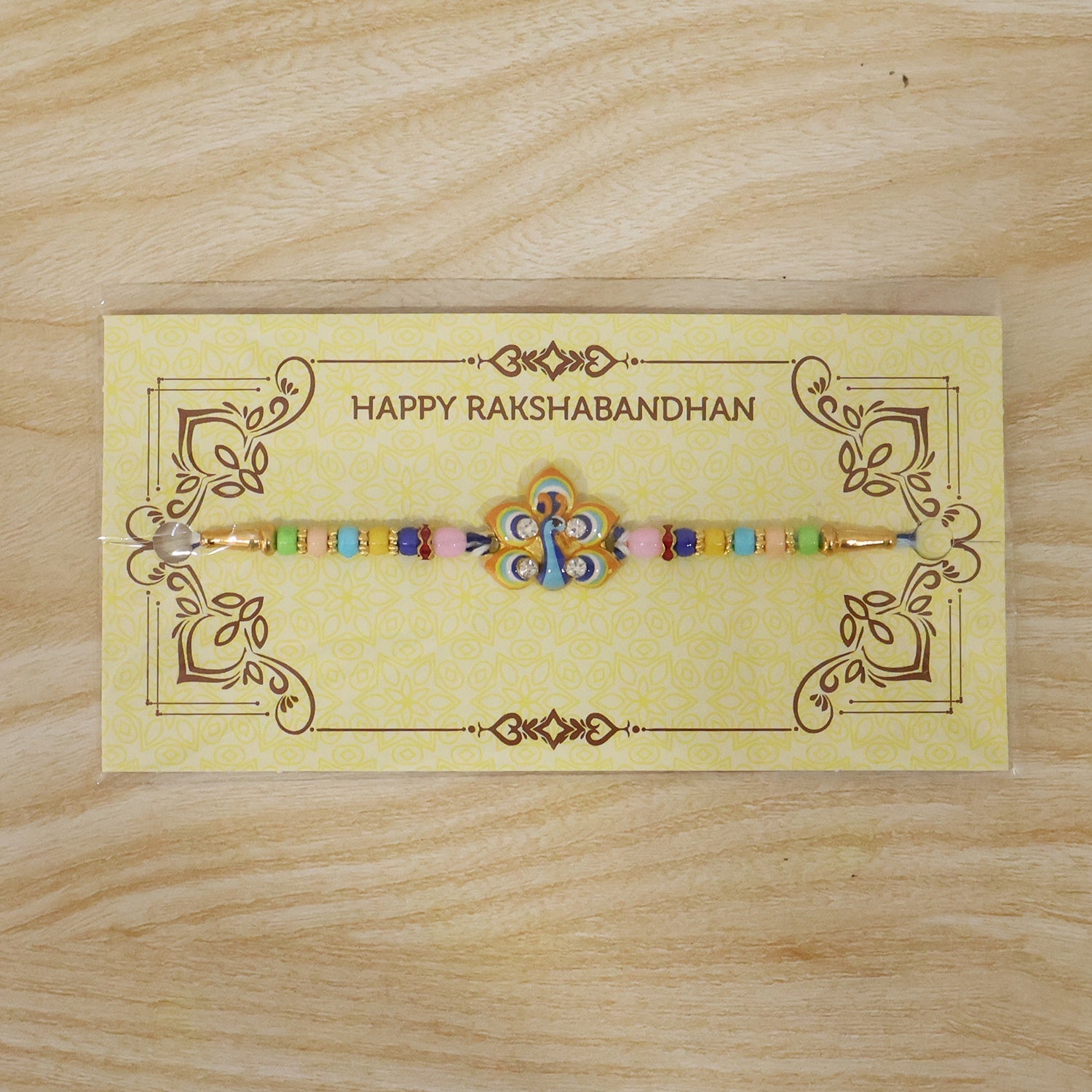 Rakshabandhan Peacock Feather Rakhi Elegant Traditional Design (5pcs)