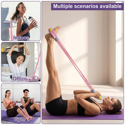 Portable Pull Rope Resistance Exerciser with Foot Pedal Support (1 Pc)