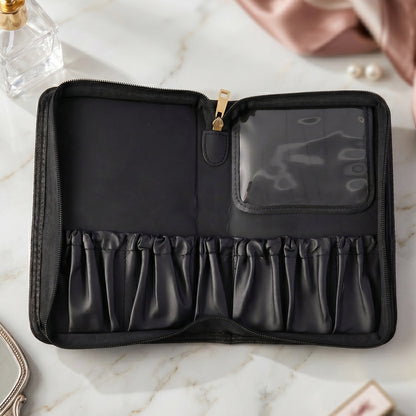 Makeup organizer bag with elegant floral pattern