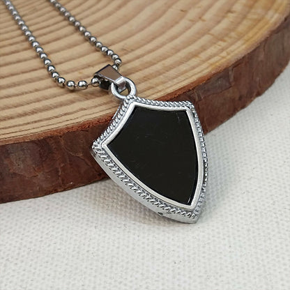 Black Enamel Chain Pendant For Men