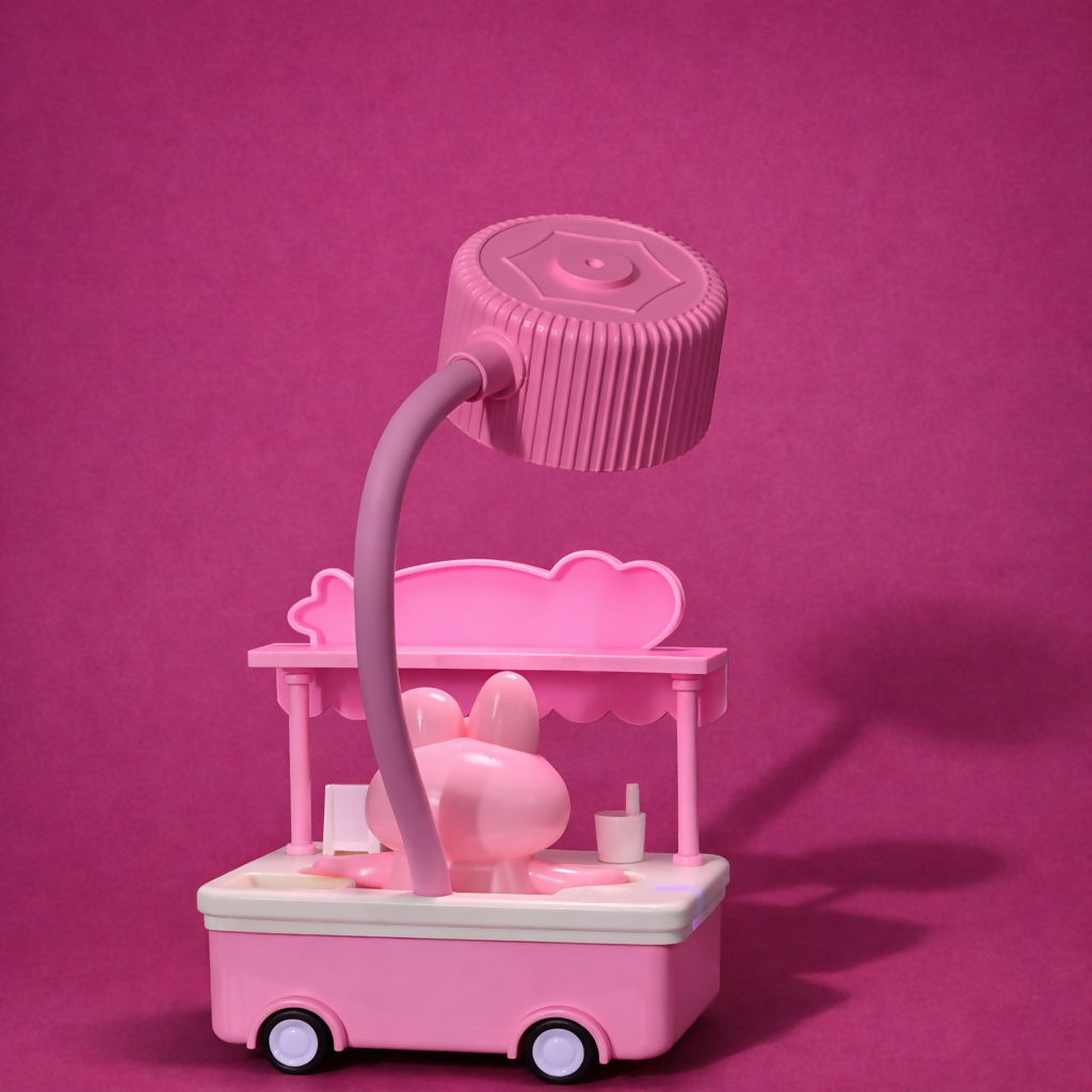Cute Ice Cream Cart Night Lamp with Flexible Neck Desk Light for Kids Room