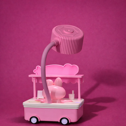 Cute Ice Cream Cart Night Lamp with Flexible Neck Desk Light for Kids Room