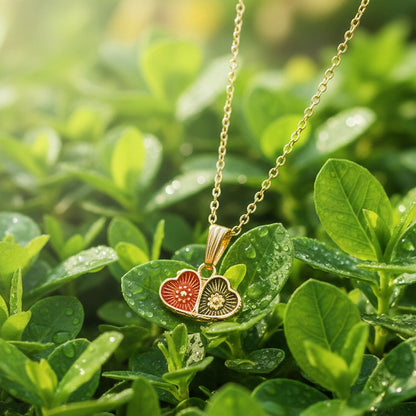 Elegant Dual Heart Design Pendant Necklace with Chain for Women
