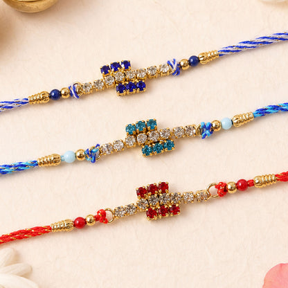 Small Square Stone Rakhi for Raksha Bandhan Gifting (Pack of 6)