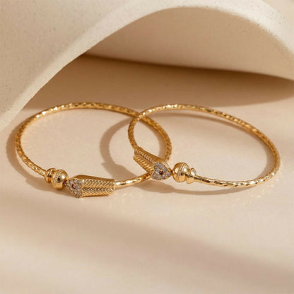 Gold Plated Leaf Design Openable Bracelet Pair