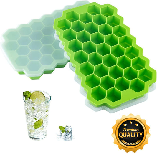 Honeycomb ice tray set of 2 with multi-color trays and lids