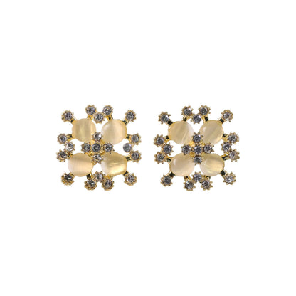 Elegant Floral Crystal Stud Earrings for Women And Girls