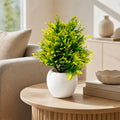 Artificial Yellow Green Bonsai Tree Plant in White Ceramic Pot Home Office Décor