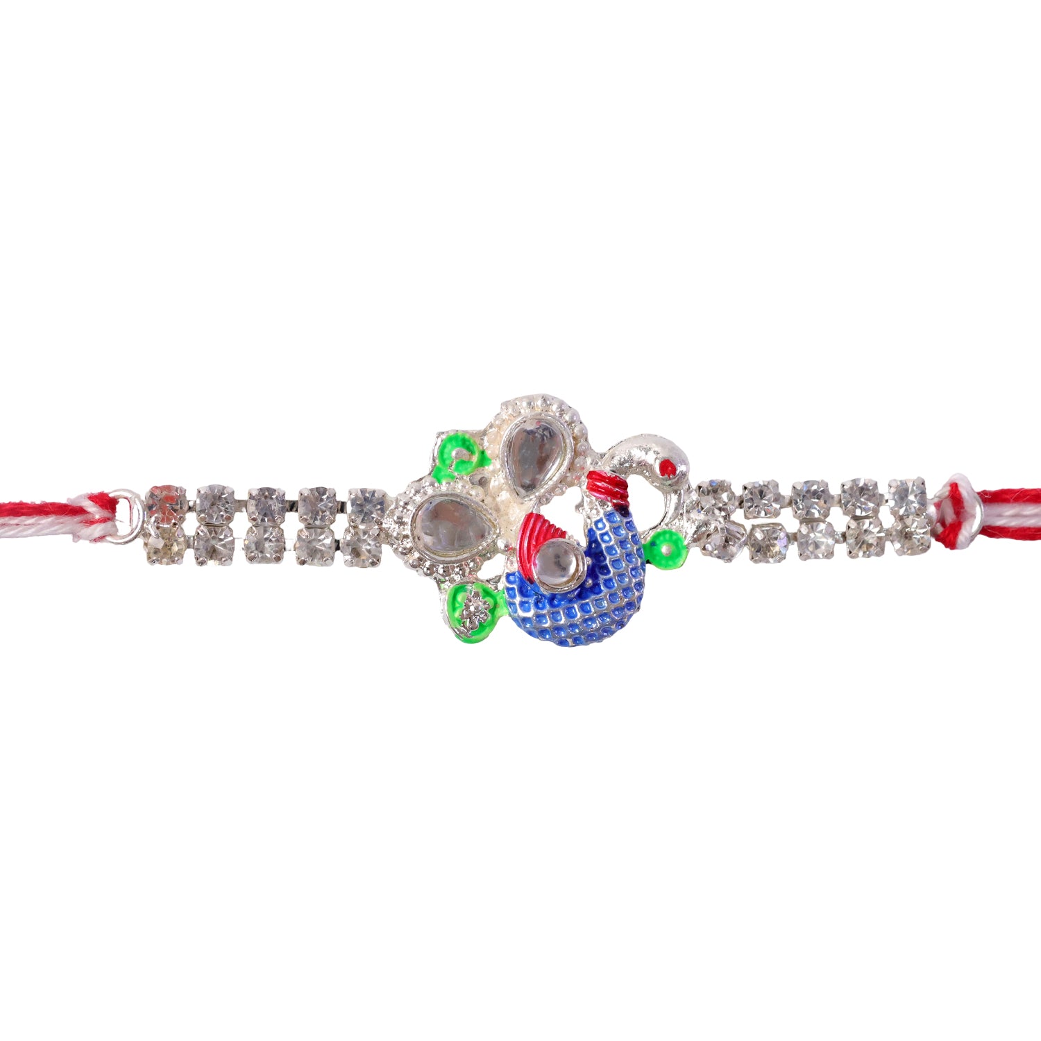 Premium Rakhi with Leaf Floral Charm, crystal accents and display look for Gift Use