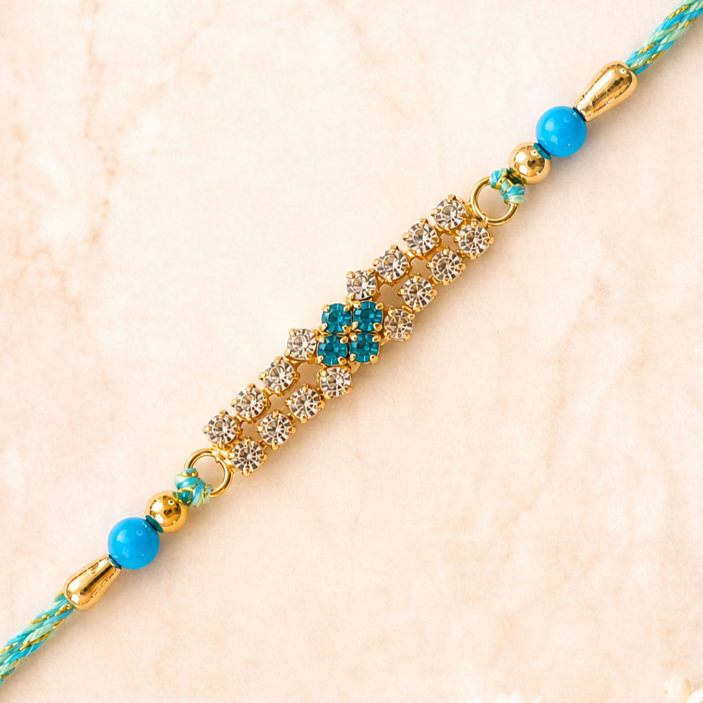 Floral Motif Stone Bar Rakhi for Raksha Bandhan (Pack of 6)
