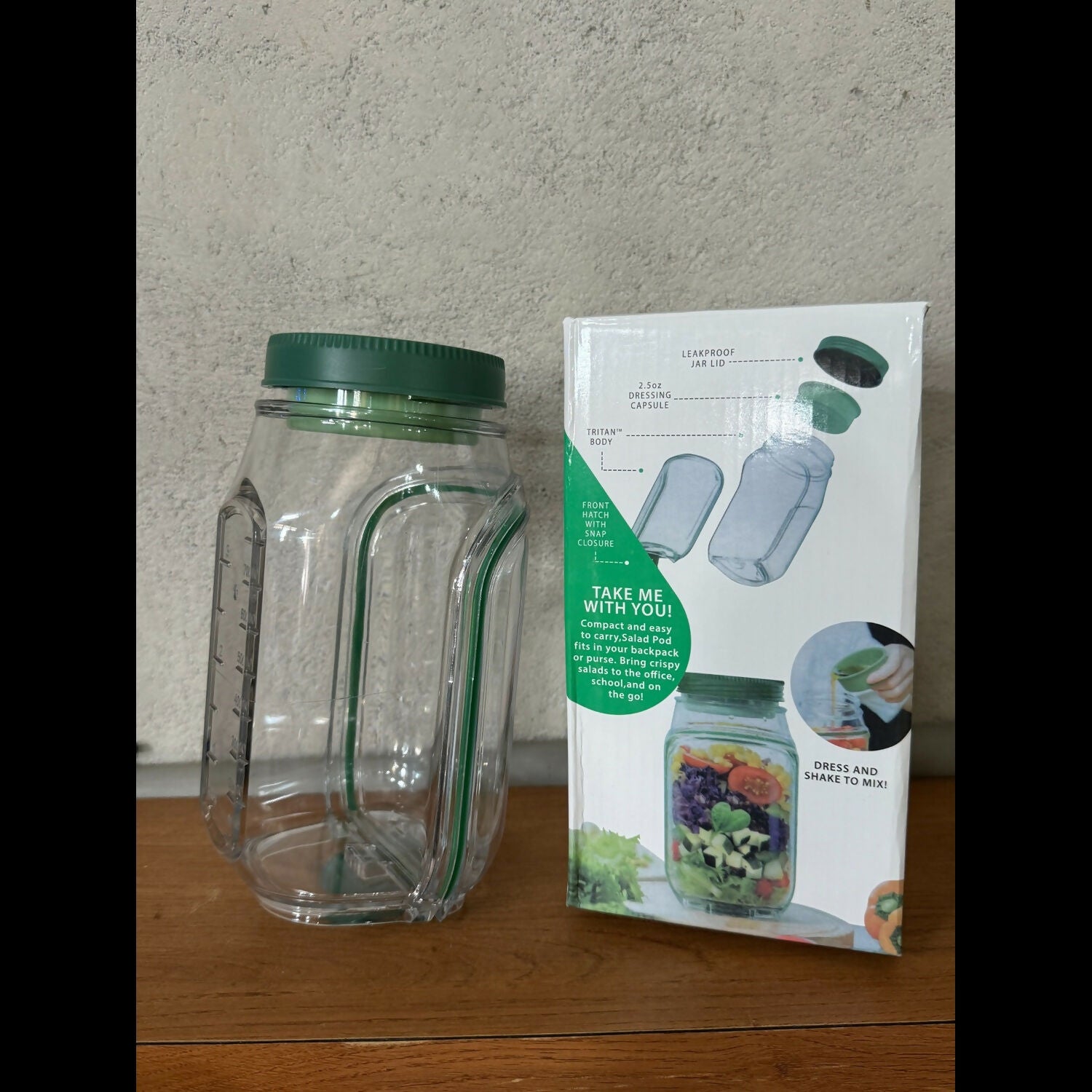 Leakproof Salad Container Jar with Dressing Cup for Office Lunch & Travel