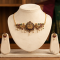 Antique Goddess Laxmi Temple Choker Necklace Set with Matching Earrings