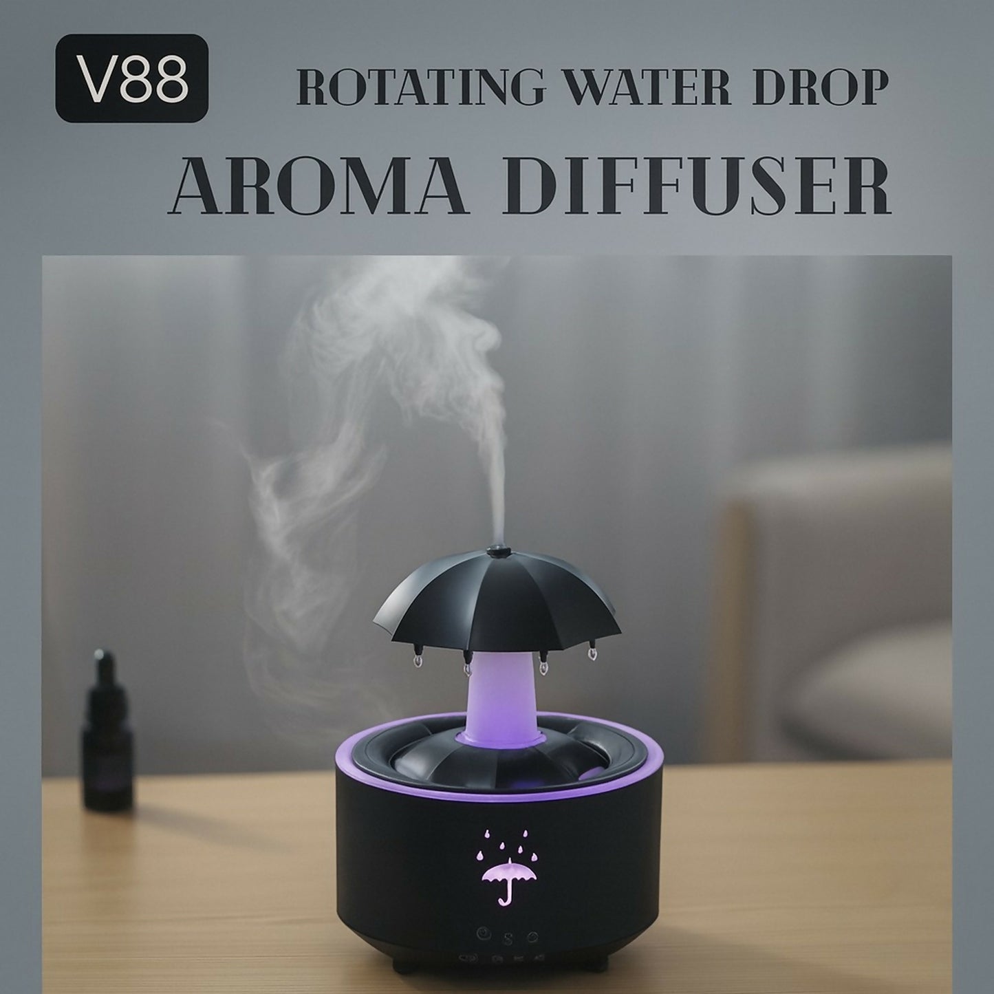 Umbrella Aroma Diffuser with Color Light & Rotating Mist for Home & Bedroom