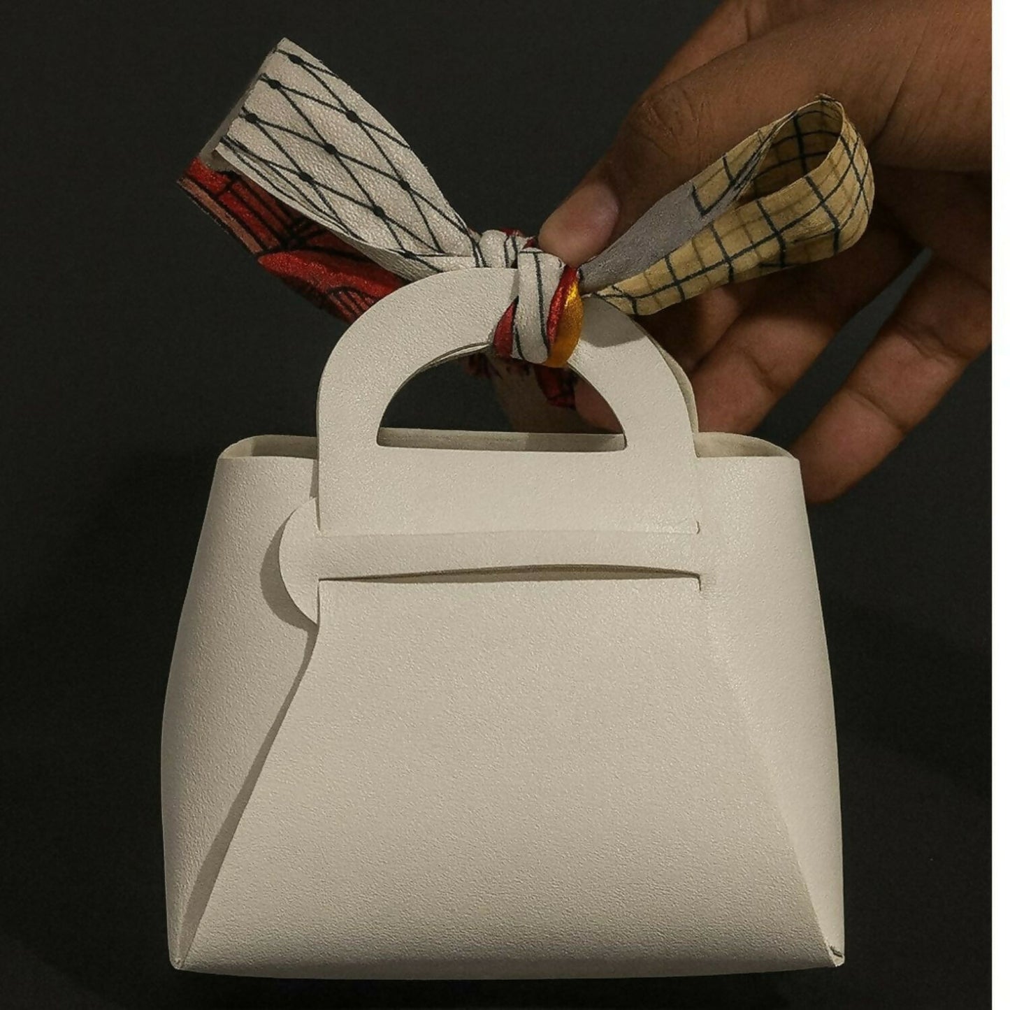 Premium Mini Gift Bag with Handle and Decorative Scarf Tie | Luxury Paper Gift Bag for Jewelry, Candles, Perfumes, Return Gifts, Wedding, Birthday, Anniversary | Reusable Elegant Party Favor Bag