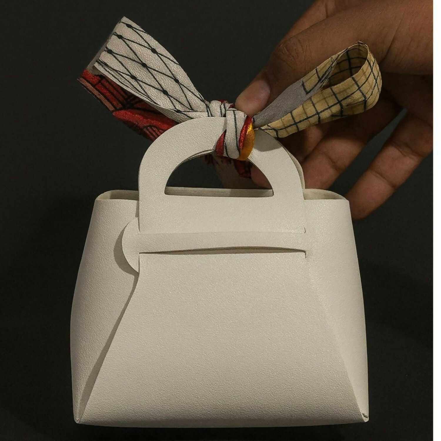 Premium Mini Gift Bag with Handle and Decorative Scarf Tie | Luxury Paper Gift Bag for Jewelry, Candles, Perfumes, Return Gifts, Wedding, Birthday, Anniversary | Reusable Elegant Party Favor Bag