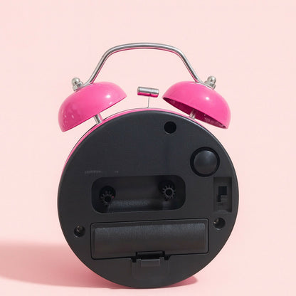 Pink Panda Cartoon Twin Bell Alarm Clock for Kids – Silent Analog Bedside