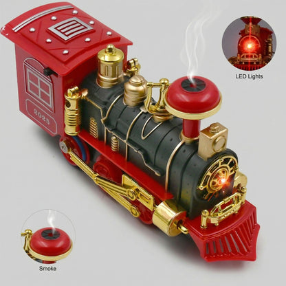Antique style choo choo train with wagons and track