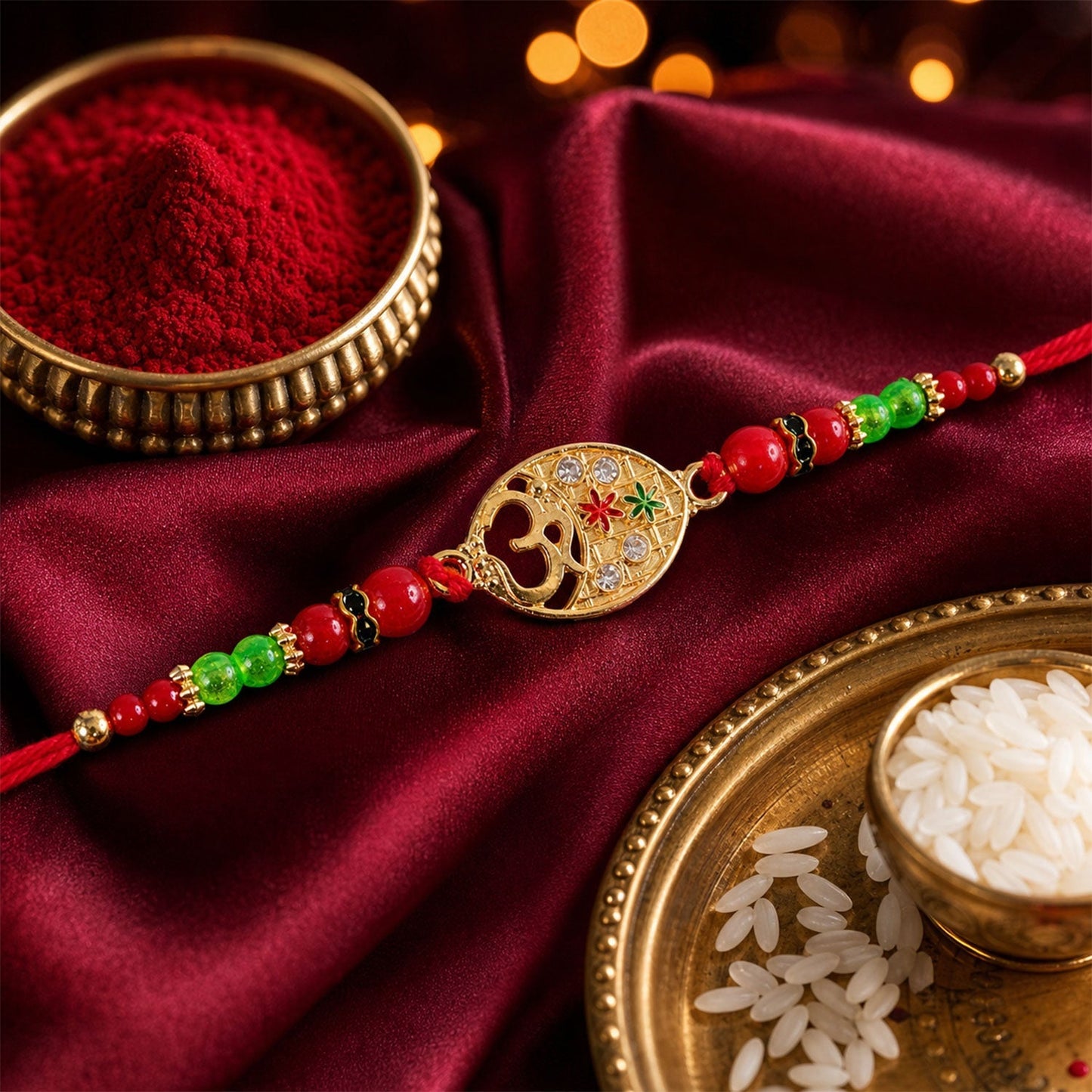 Om Symbol Rakhi for Brother Traditional Beaded Design (10pcs)