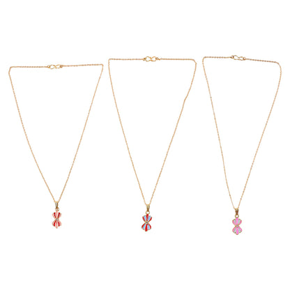 Colorful Enamel Flower Pendant Necklace on Gold Chain