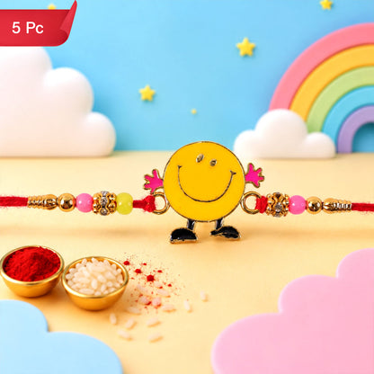 Smiley Kids Rakhi Colourful Beads & Playful Design for Raksha Bandhan (5pcs)