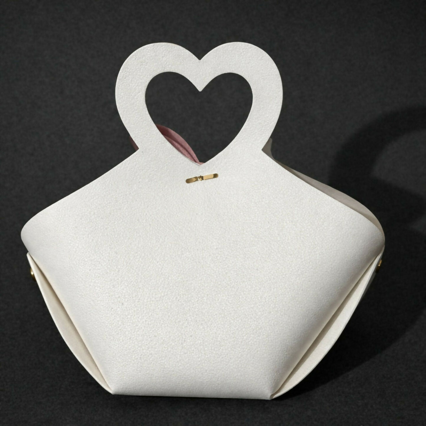 White Mini Handheld Bag for Women | Heart Handle Stylish Casual & Gift Purse