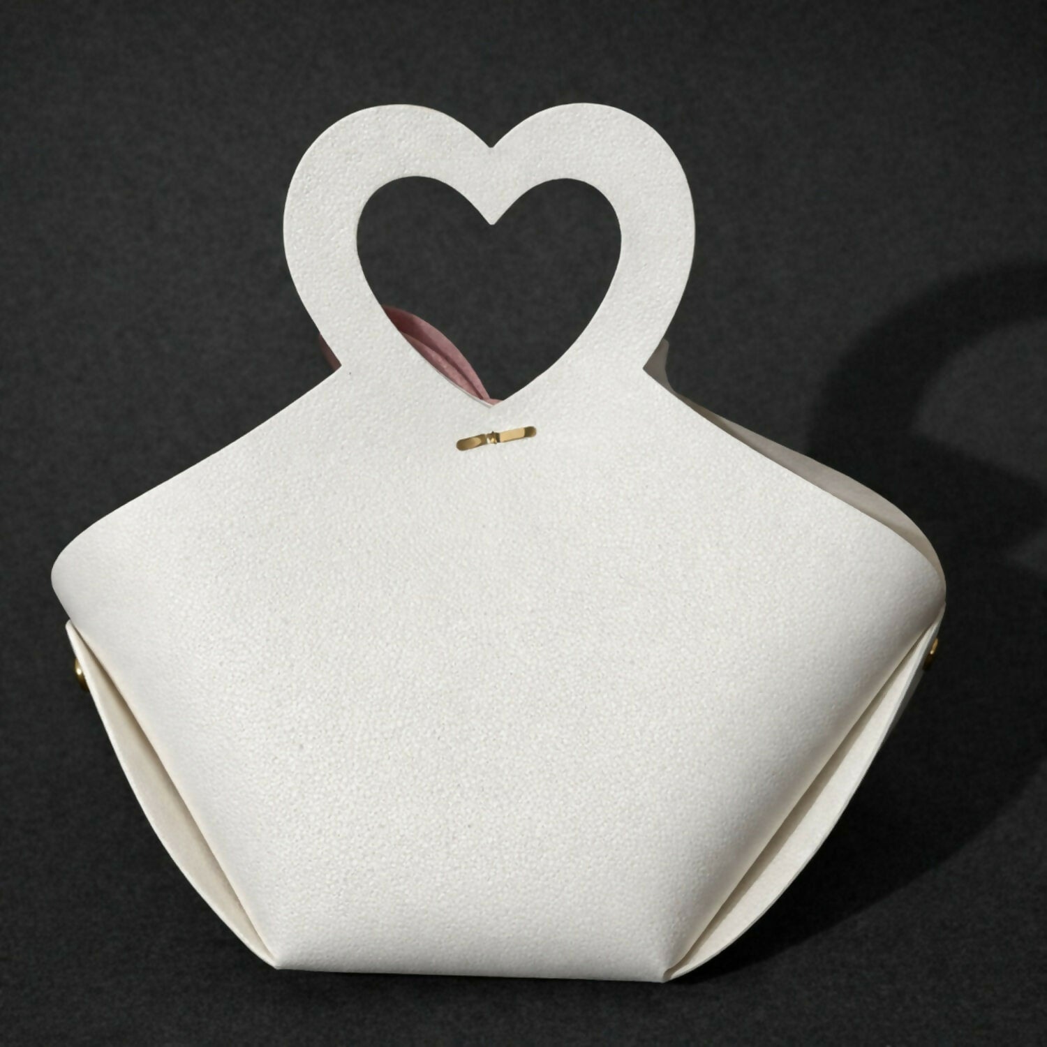 White Mini Handheld Bag for Women | Heart Handle Stylish Casual & Gift Purse