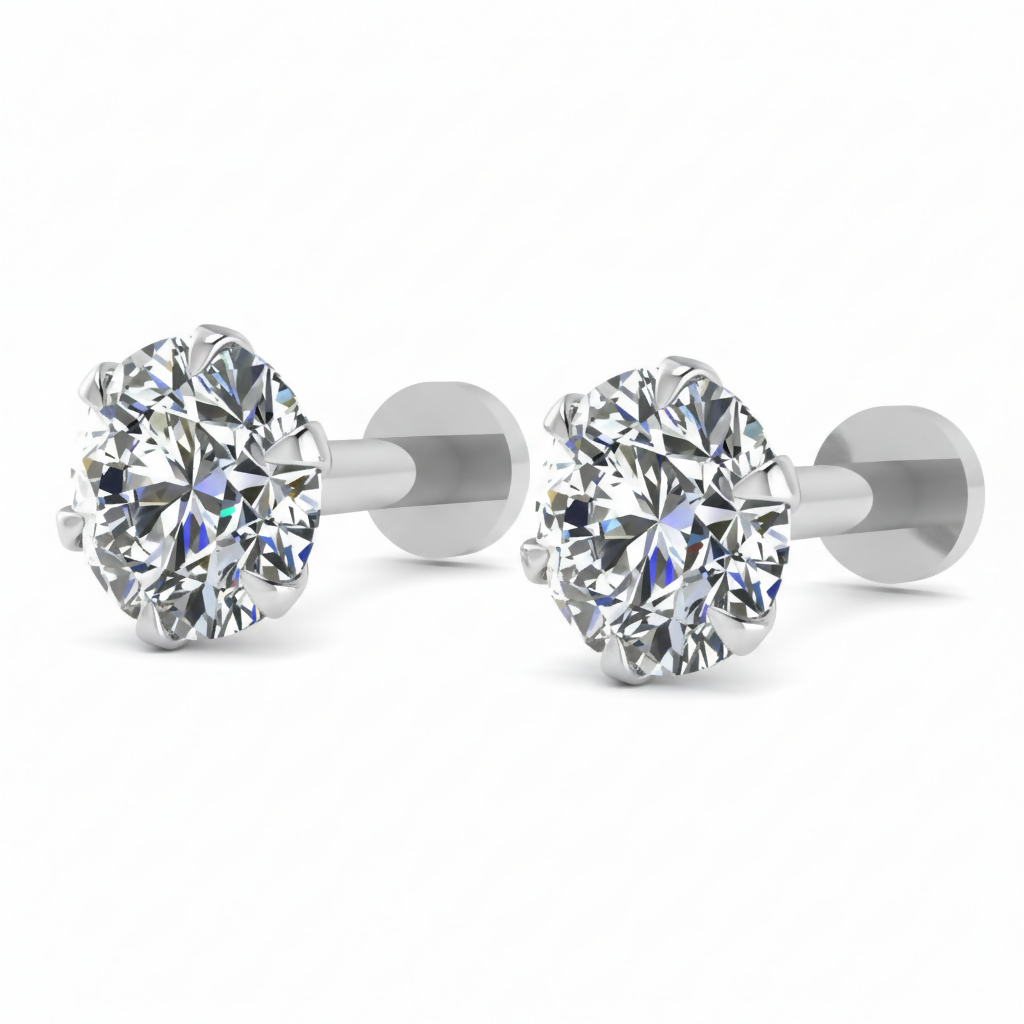 Silver plated nosepin studs combo pack showing two elegant nose pins