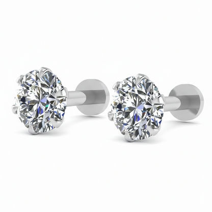Silver plated nosepin studs combo pack showing two elegant nose pins