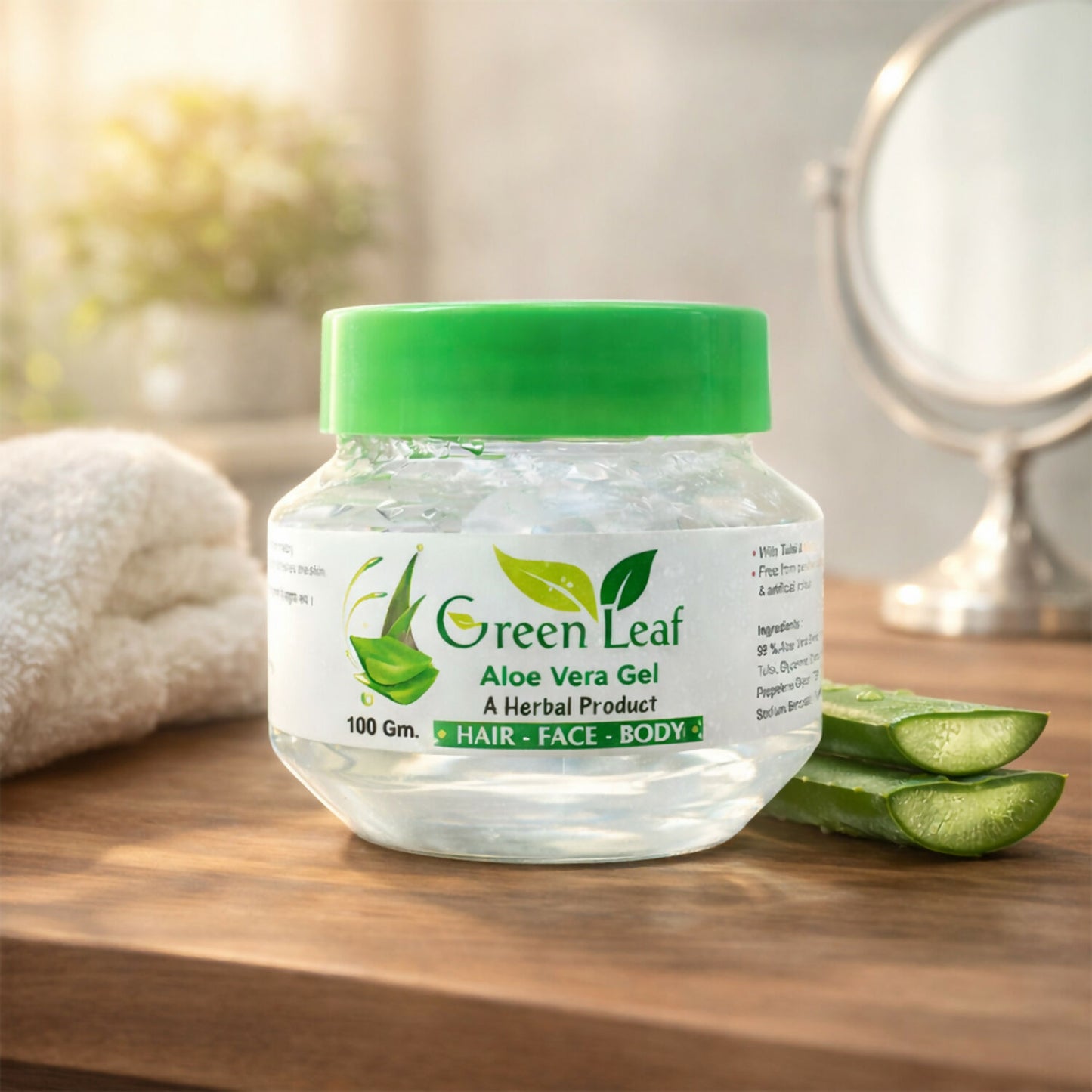 Aloe Vera Gel applied on skin demonstrating hydration