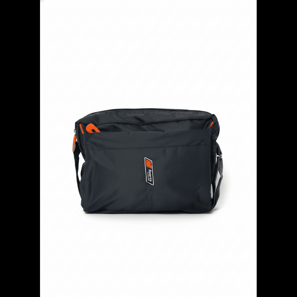 Crossbody messenger bag placed outdoors demonstrating weather-resistant premium nylon material