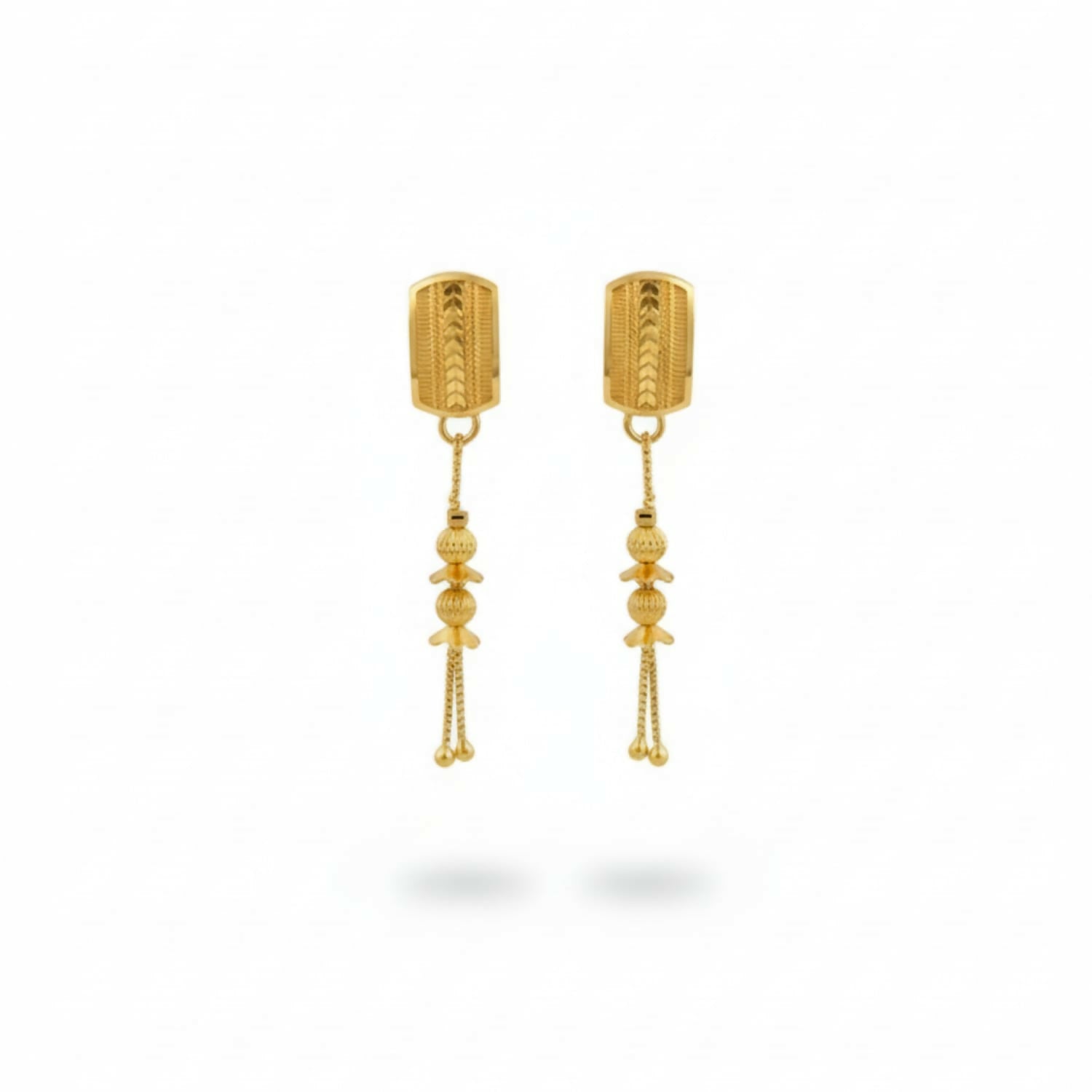 Long Chain Beads Golden Earrings for Women & Girls – Traditional Fancy Jewellery Gift