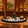 Buddha Zen Sand Garden Tray with Incense Holder, Candle and Decorative Stones