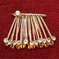 Gold Plated Rhinestone Saree Pin – Elegant Crystal Accent Brooch