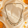 Multicolor Evil Eye Black Beaded Mangalsutra Necklace with Gold Tone Charms